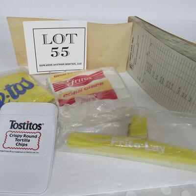 Lot of Frito Lay Advertising Collectibles Pocket Protector, Blow Up Ball, Napkins, Snack Clip, Order Booklet