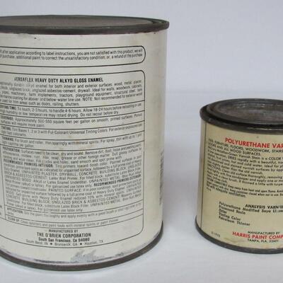 Older Cans For Vintage Store Display Versaflex Enamel and Walnut Varnish Stain