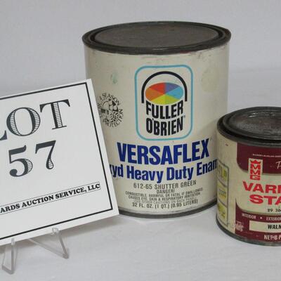 Older Cans For Vintage Store Display Versaflex Enamel and Walnut Varnish Stain
