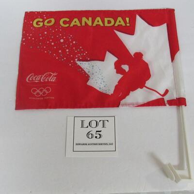 Vintage Vas-y Canada Olympics Coca Cola Car Flag