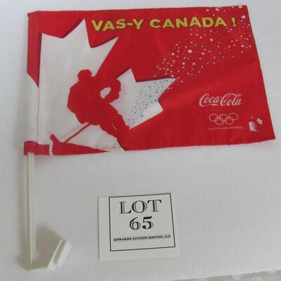Vintage Vas-y Canada Olympics Coca Cola Car Flag