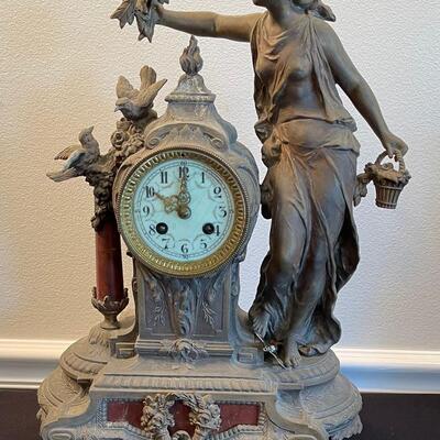 #1 Antique French Cast Metal Clock