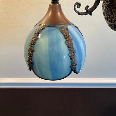 #14 Vintage Blue Slag Glass Wall Sconce 