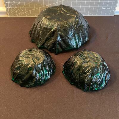 #49 Forest Green Blenko Cabbage leaf Bowls 