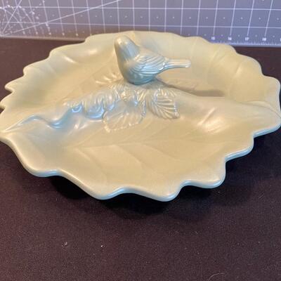 #50 Darling Sage Colored Bird Serving Platter Stoneware