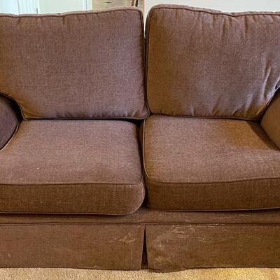 #67 Brown Love Seat Rolled Arm, 