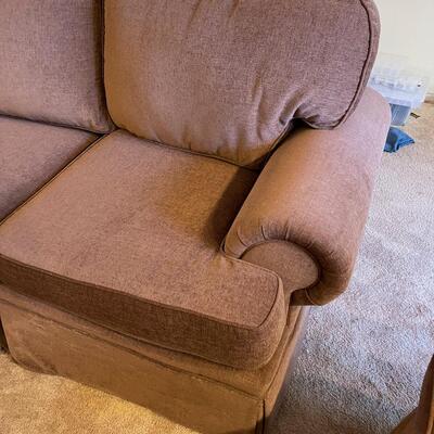 #67 Brown Love Seat Rolled Arm, 