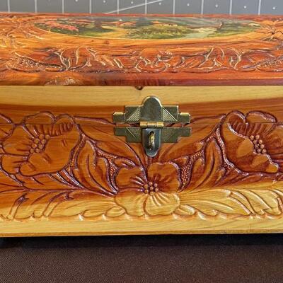 #83 Hand Carved Cedar Jewel Box 