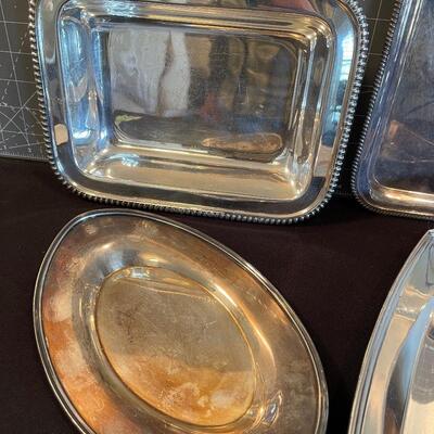 #89 Silver Plated (4) Serving Plates 