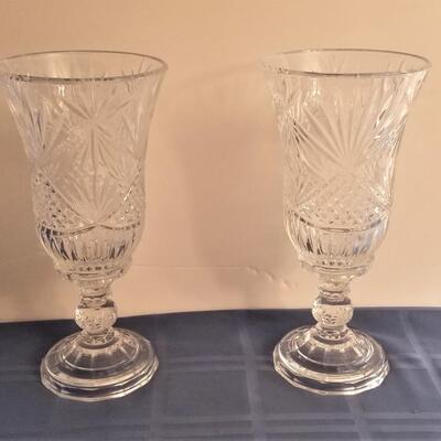 Lot #62  Beautiful Pair of Crystal Candle Lamps