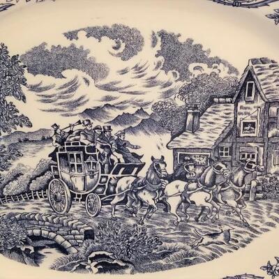 Lot #68  Large Blue/White Platter - Sanyei Japan