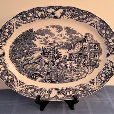 Lot #68  Large Blue/White Platter - Sanyei Japan