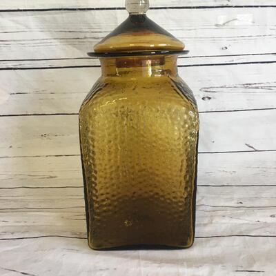 Large Amber Canister mid century 