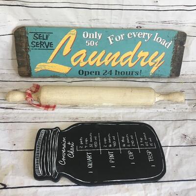 Lot of Hanging Wood signs 