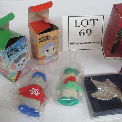 Christmas Lot #3 Dept 56, Rescue Down Under Mice unused, Hallmark, Cardboard Angels and Animals, More
