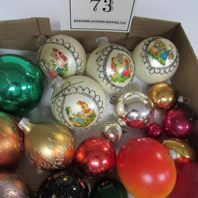 Misc Vintage Glass Christmas Ornaments Tomato, Glass Apple, Decorated and Plain Balls, Oblongs
