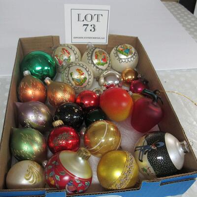 Misc Vintage Glass Christmas Ornaments Tomato, Glass Apple, Decorated and Plain Balls, Oblongs