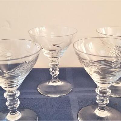 Lot #80  Set of 10 Vintage Acid-Etched Claret Glasses