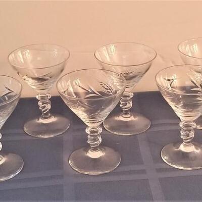 Lot #80  Set of 10 Vintage Acid-Etched Claret Glasses