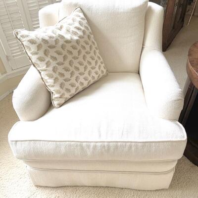 Lot 7  Pair of White Upholstered Arm Chairs 