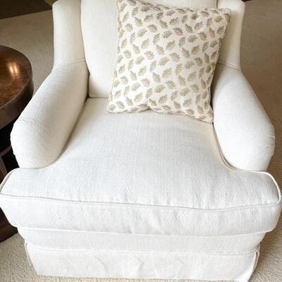 Lot 7  Pair of White Upholstered Arm Chairs 