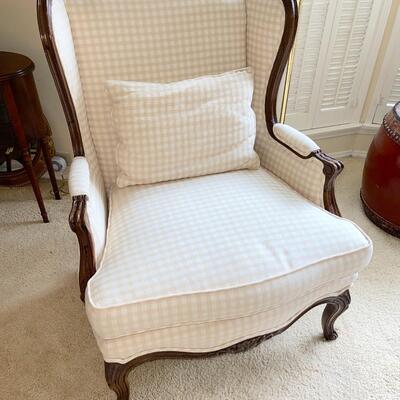 Lot 11  Upholstered Classic Wing Back Chair