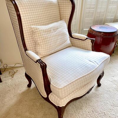 Lot 11  Upholstered Classic Wing Back Chair