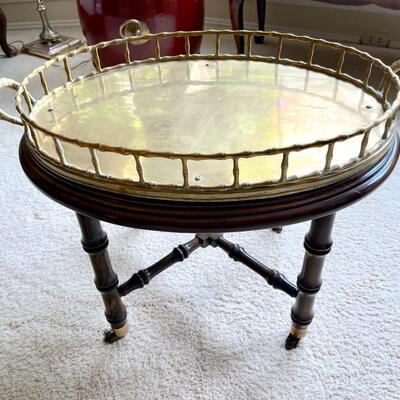 Lot 13  Vintage Rolling Brass Tray Table 
