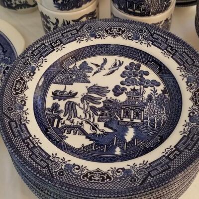 Lot #85  Large Blue Willow China Lot