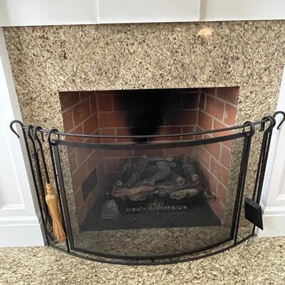 Restoration Hardware fireplace screen with tools 