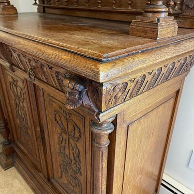 #103 Antique Oak China Cabinet - Circa 1870 