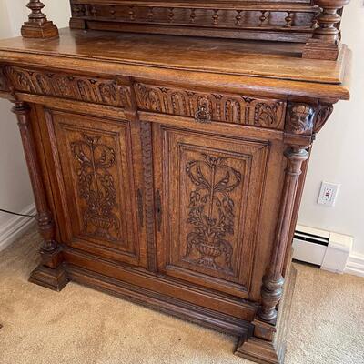 #103 Antique Oak China Cabinet - Circa 1870 