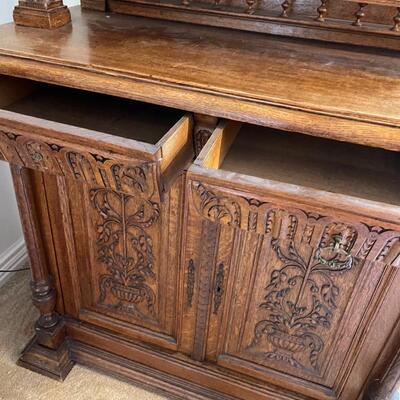 #103 Antique Oak China Cabinet - Circa 1870 