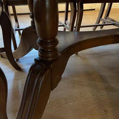 #104 Antique Mahogany Table. Refinished!  Plus 8 Matching Chair. Reupholstered 