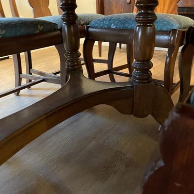 #104 Antique Mahogany Table. Refinished!  Plus 8 Matching Chair. Reupholstered 