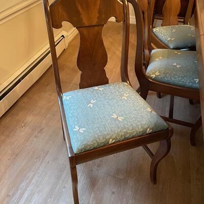 #104 Antique Mahogany Table. Refinished!  Plus 8 Matching Chair. Reupholstered 