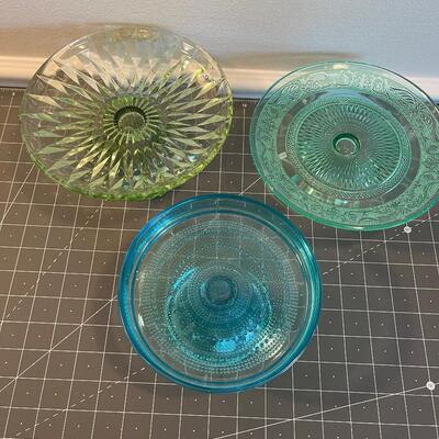 #131 Colored Glass footed dishes