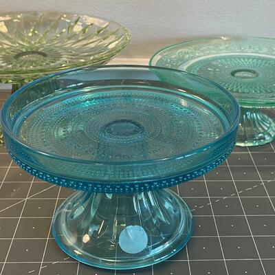 #131 Colored Glass footed dishes