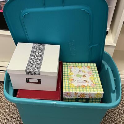 #183B Photo / file Boxes  + Green Tub 