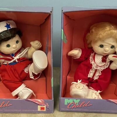 #189B (2) Pair of My Child Dolls New in Original Box 
