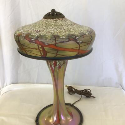 947-Art Glass Signed Lamp-Cherry Blossom signed by Carl Radke