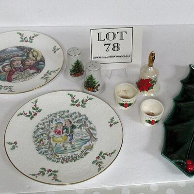 Misc Christmas Service Lot, Royal Doulton Plates, Lefton Relish, More, Read description for details.