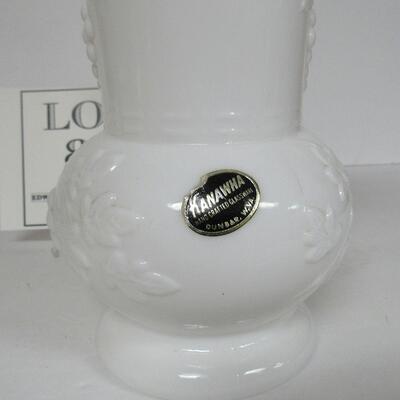 Vintage Kanawha Milk Glass Tall Vase Grapes Pattern 9 1/2