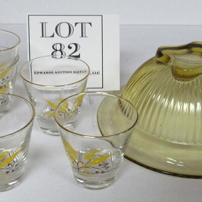 MCM Cocktail Glasses Wheat Pattern, Amber Depression Glass Mixing Bowl