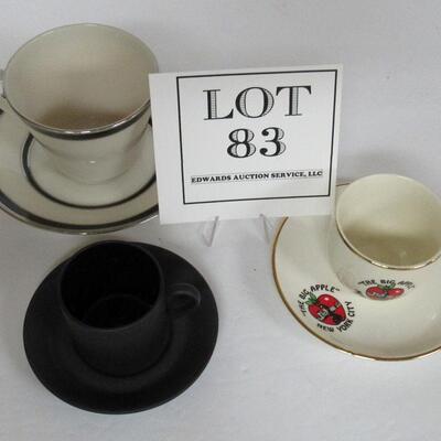 3 Vintage Cup and Saucer Sets, 1 Lenox, 1 Wedgwood, 1 Big Apple