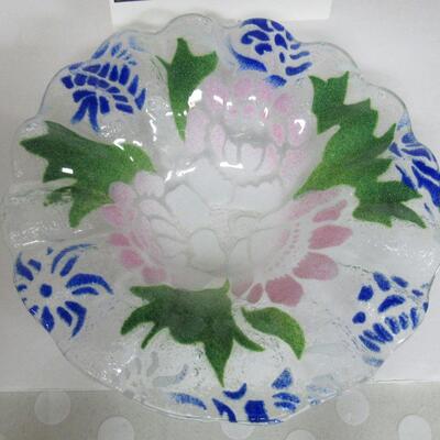 Pretty Contemporary Art Glass Ruffled Bowl