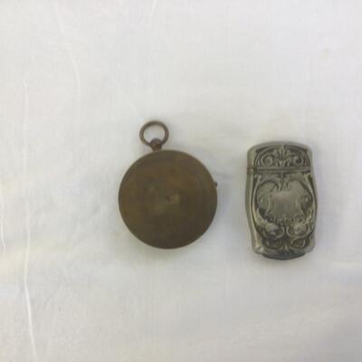 958-Antique Brass Compass & Match Striker