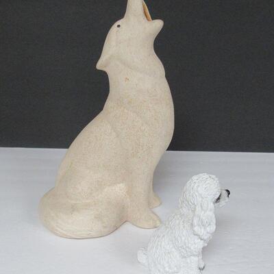 Large Ceramic Howling Wolf and Small Poodle