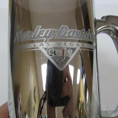 Harley Davidson Beer Mug Las Vegas Cafe Neat Silver to Clear Glass