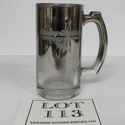 Harley Davidson Beer Mug Las Vegas Cafe Neat Silver to Clear Glass